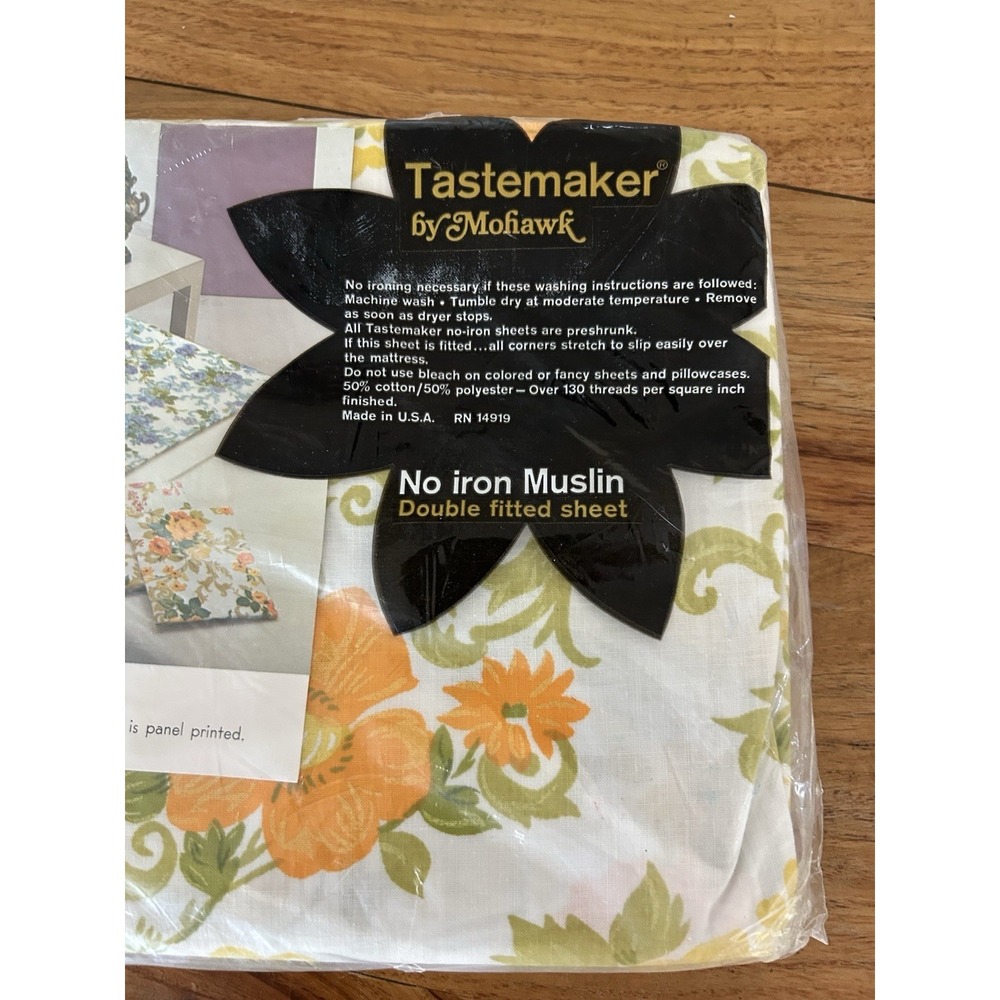 Vintage Tastemaker by Mohawk No-Iron Muslin Fitted Sheet Victorian Rose - Picture 4 of 5